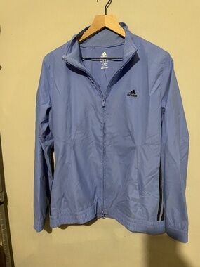 Adidas women’s large light, dusty blue zip up jacket